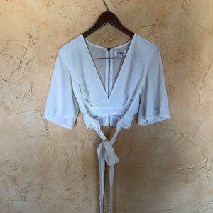 white crop top vip up with deep V